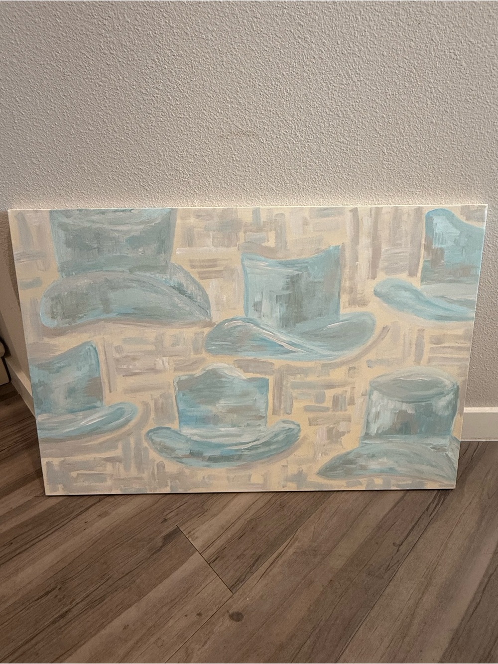 Abstract Cowboy Hat Wall Art - Light Blue